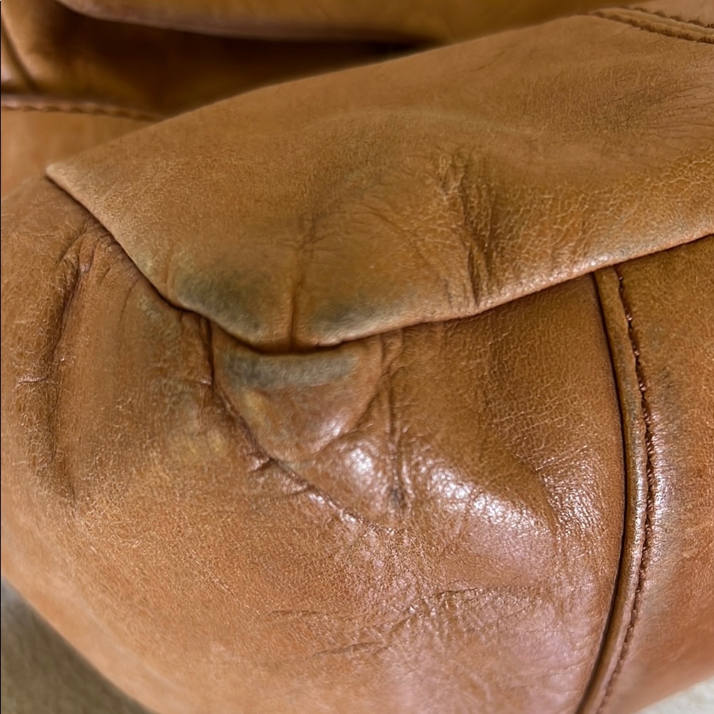 Badgley Mischka Brown and Gold Leather Shoulder Bag with Turnlock Closure Vtg - Picture 11 of 16
